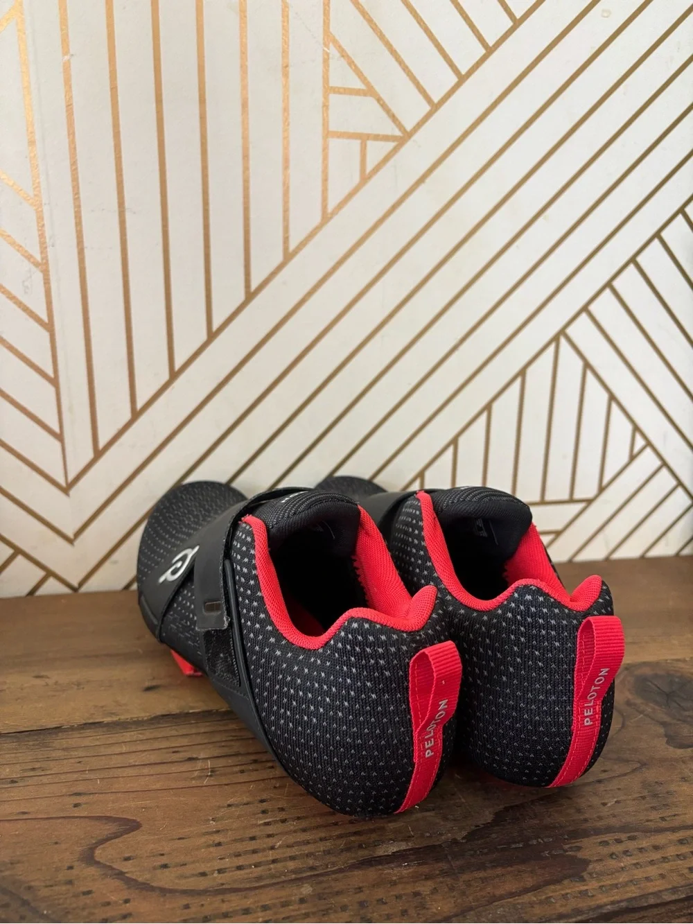 Peloton Black and Red Cycling Sneakers with Secure Strap